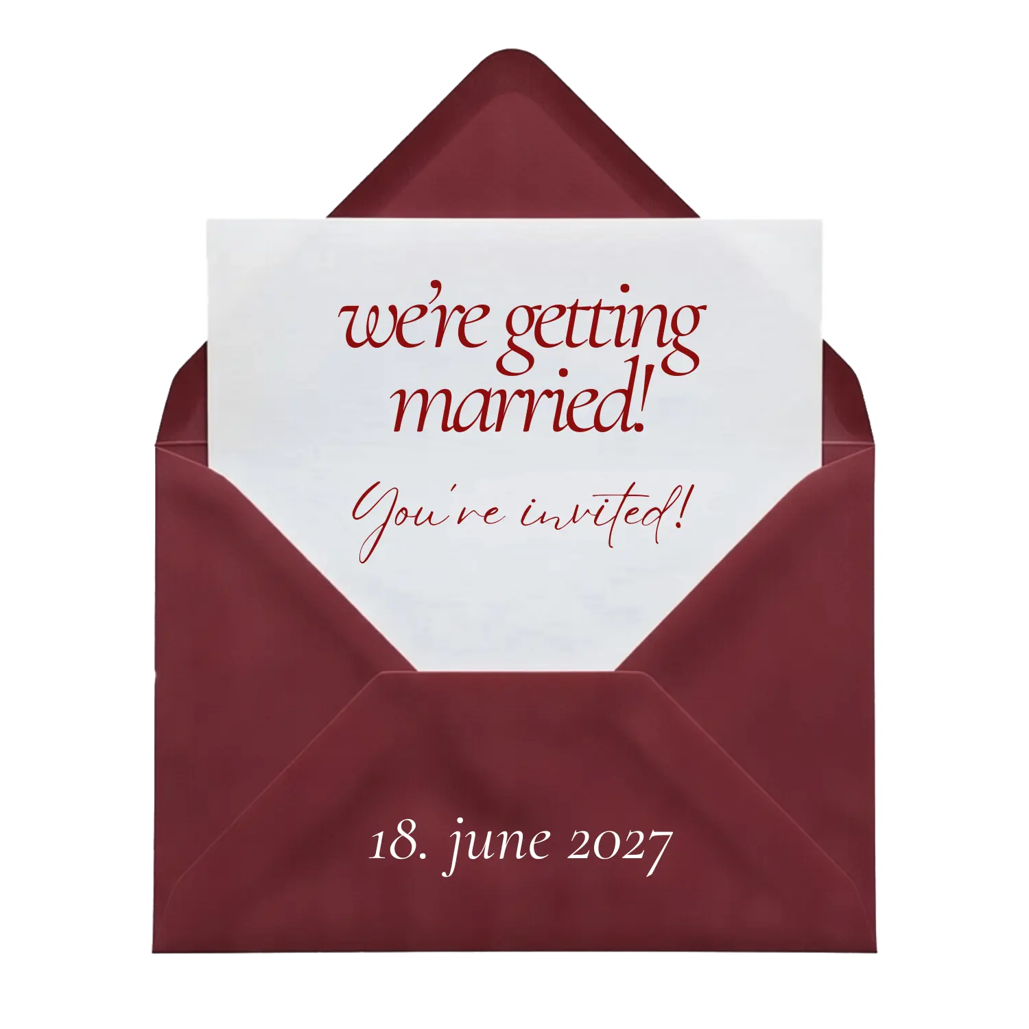 Burgundy Red Wedding Envelope Invitation