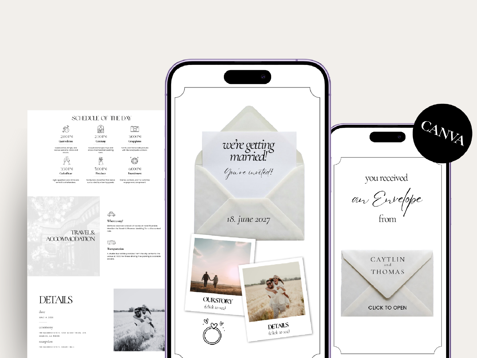 Wedding Minimalist Envelope Invitation Website Template