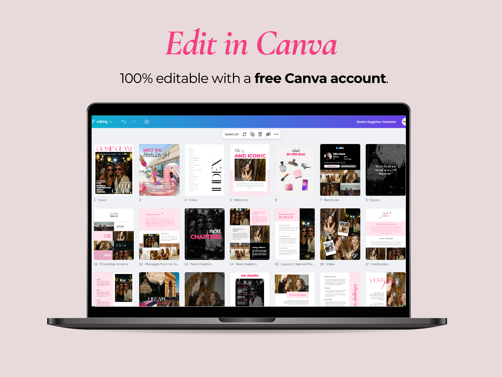 Original magazine gift for best friend - Canva template