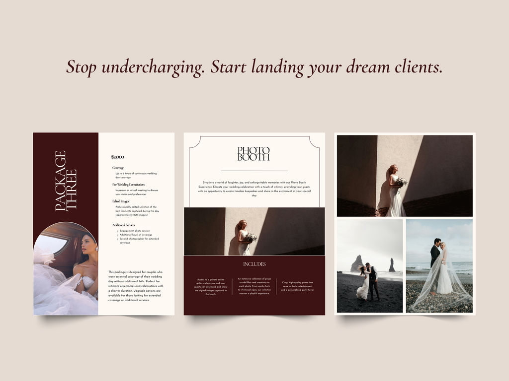 Burgundy wedding photography pricing guide