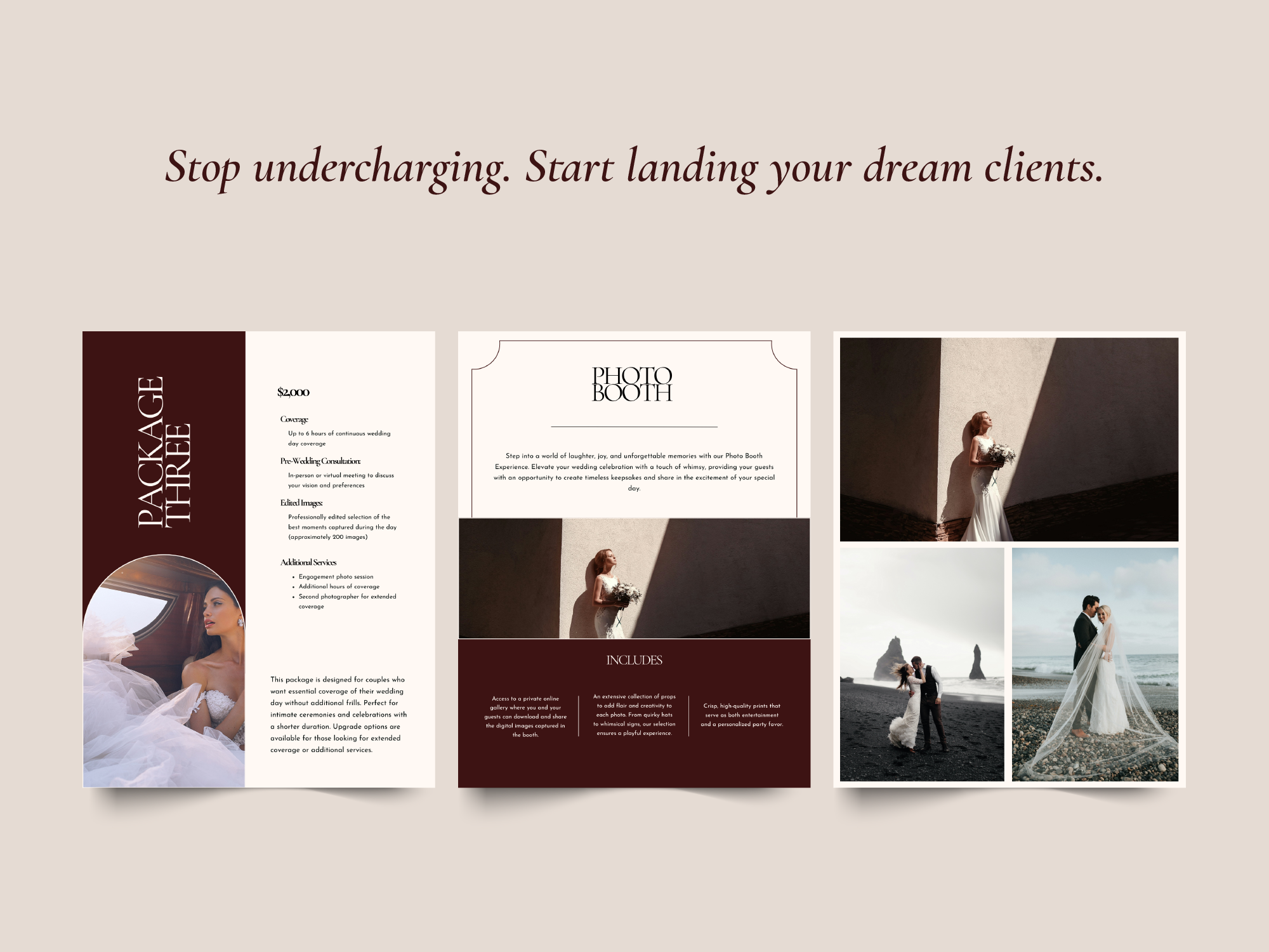 Burgundy wedding photography pricing guide