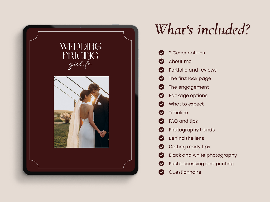 Burgundy wedding photography pricing guide