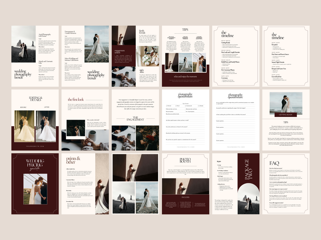 Burgundy wedding photography pricing guide
