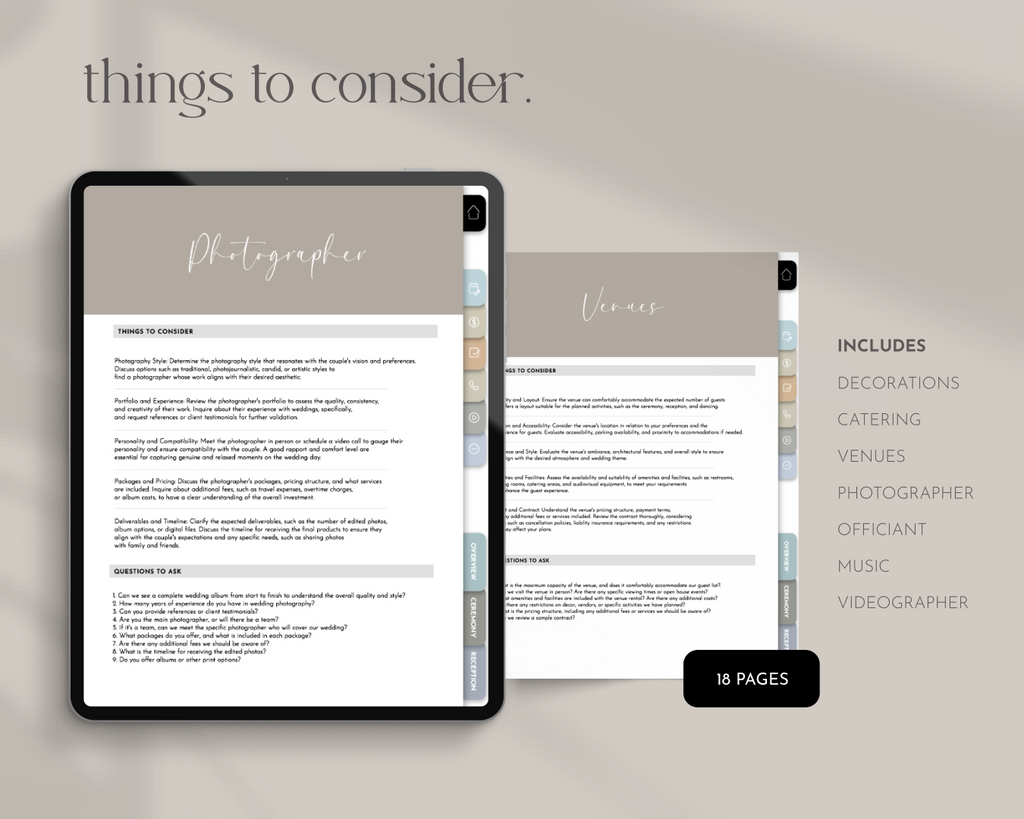 Goodnotes digital wedding planner PDF for Ipad