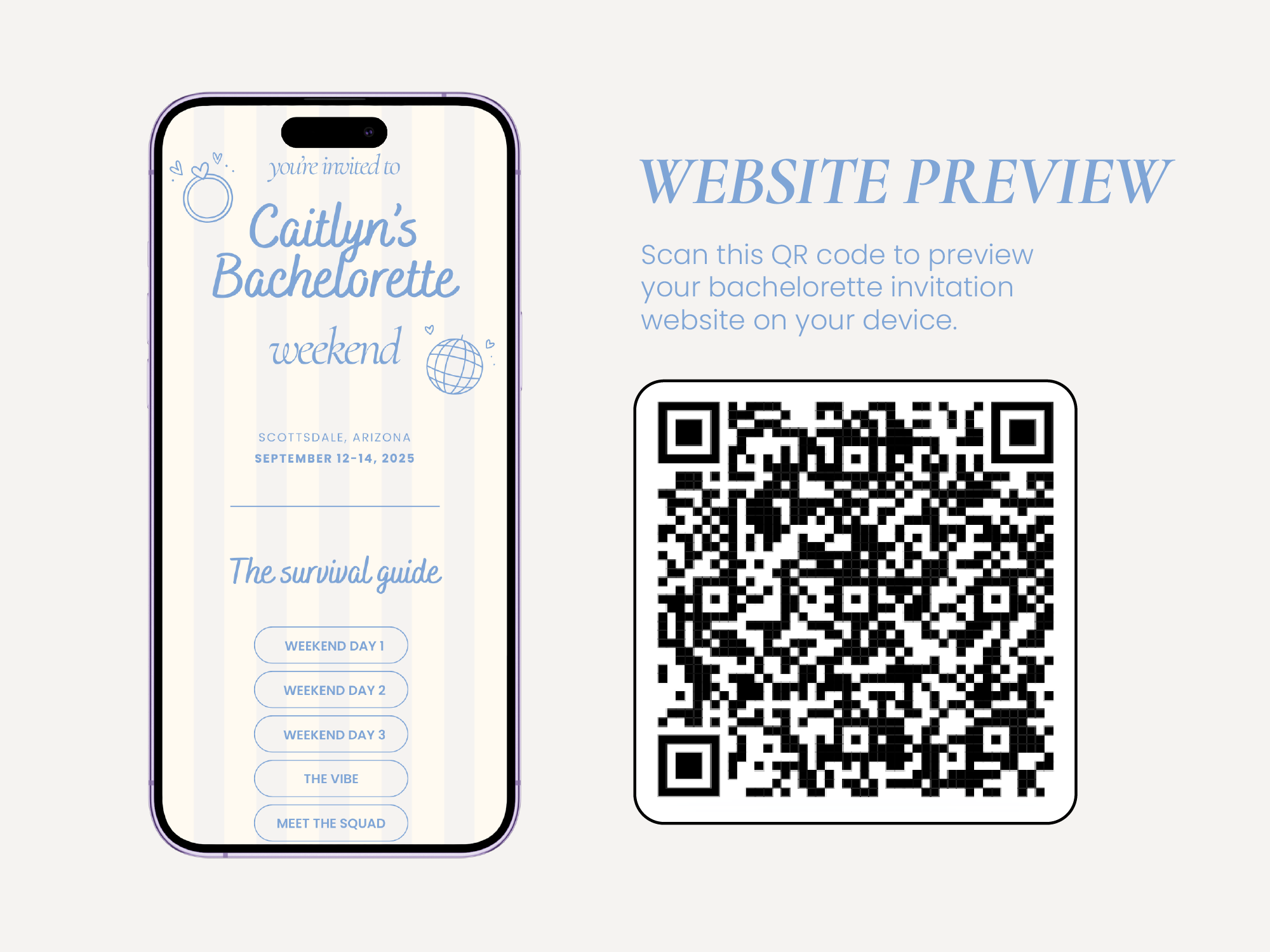 Bachelorette website invitation template