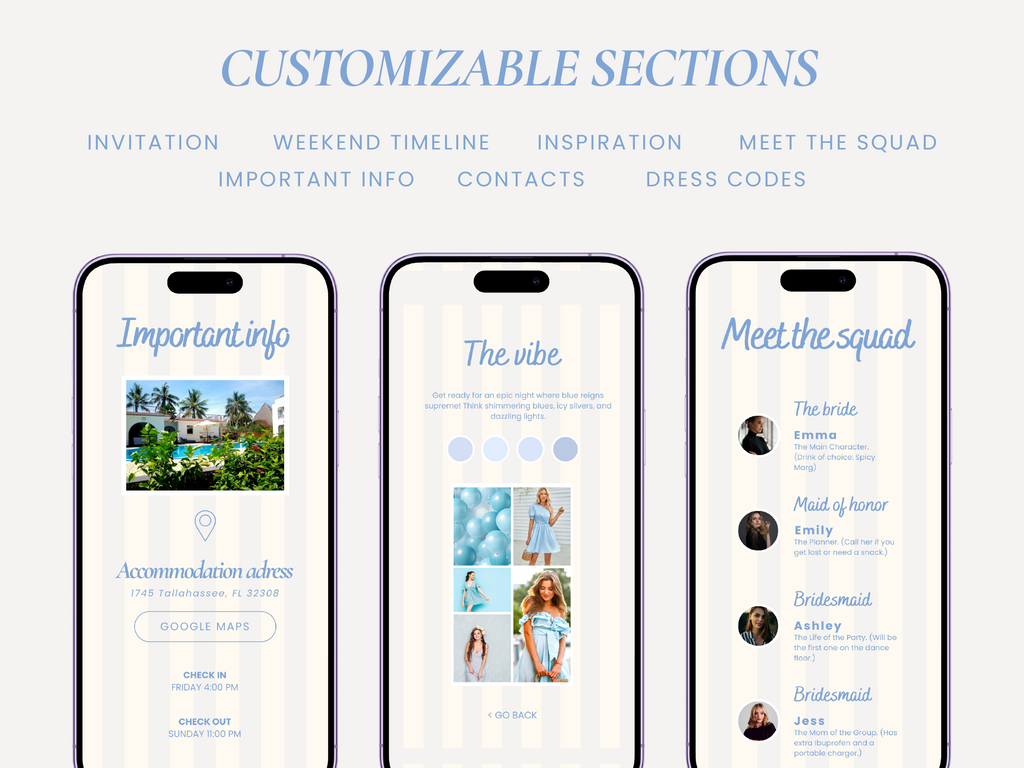 Bachelorette website invitation template