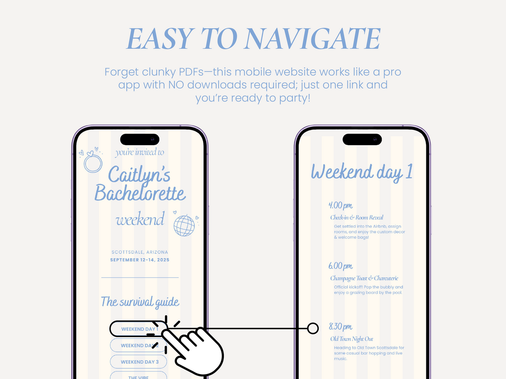 Bachelorette website invitation template