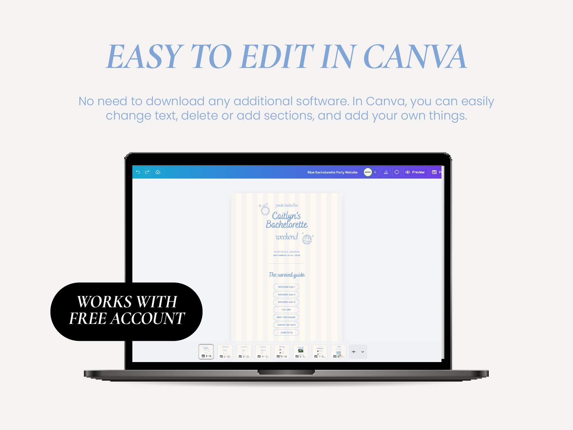 Bachelorette website invitation template
