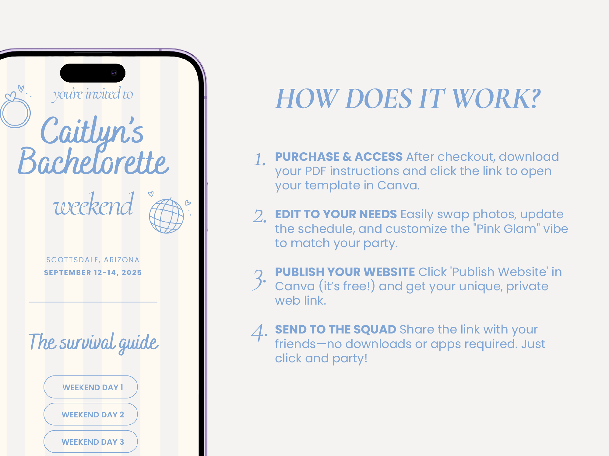 Bachelorette website invitation template