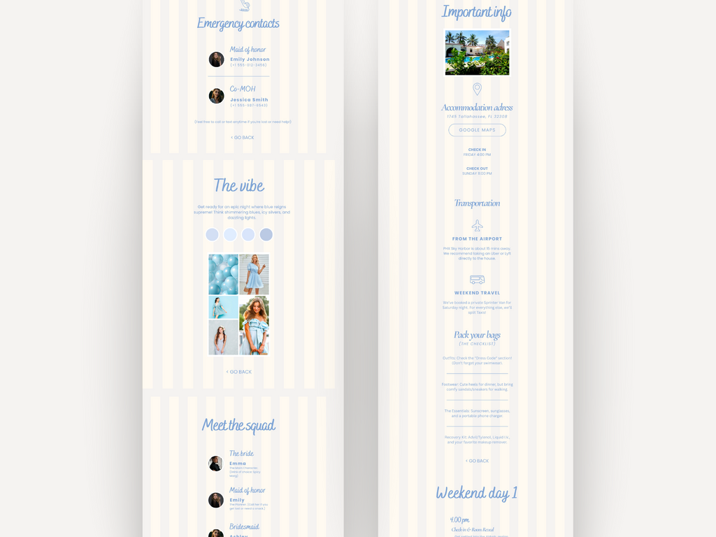 Bachelorette website invitation template