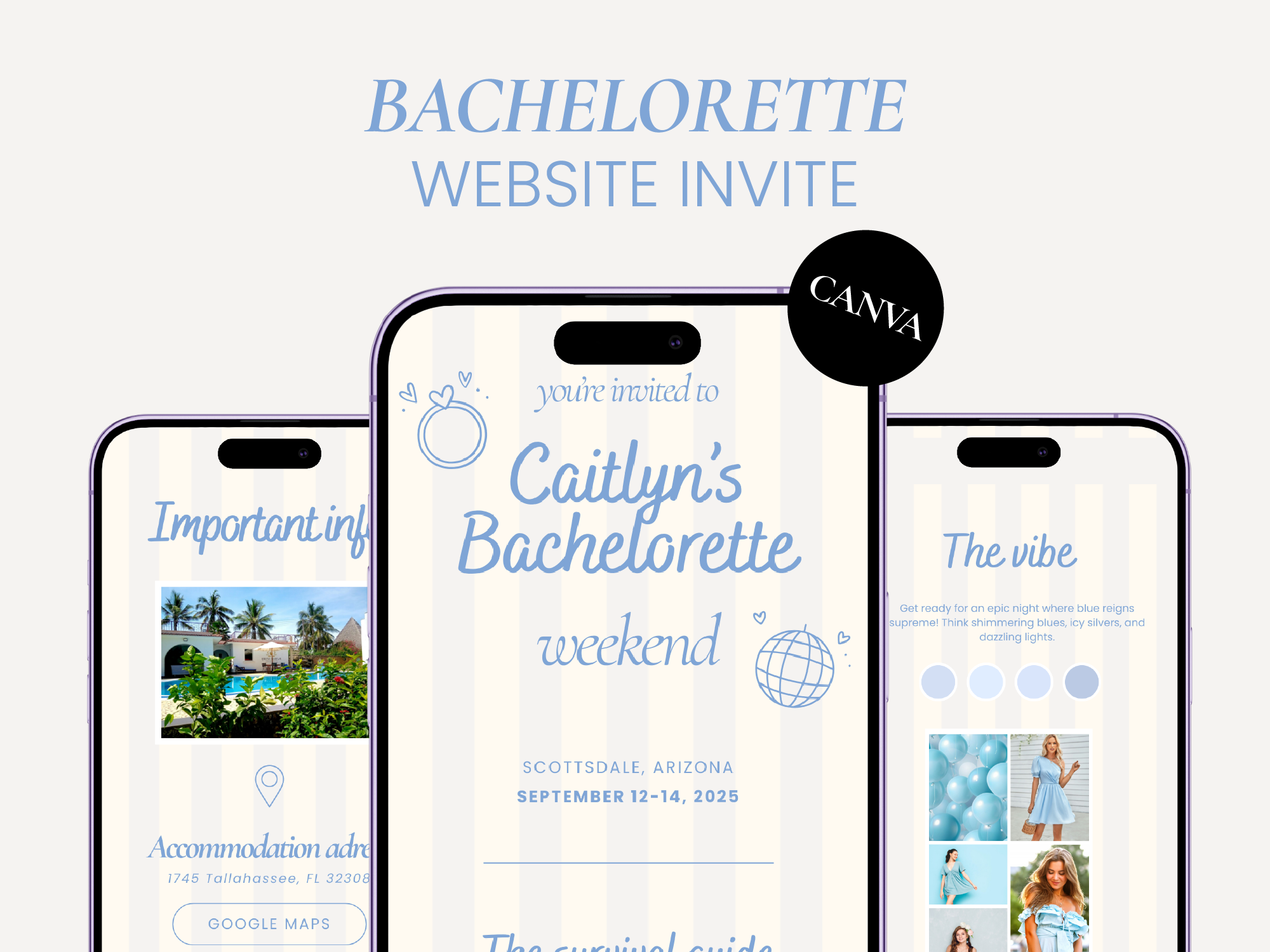 Bachelorette website invitation template