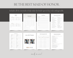 Printable maid of honor planner for Canva