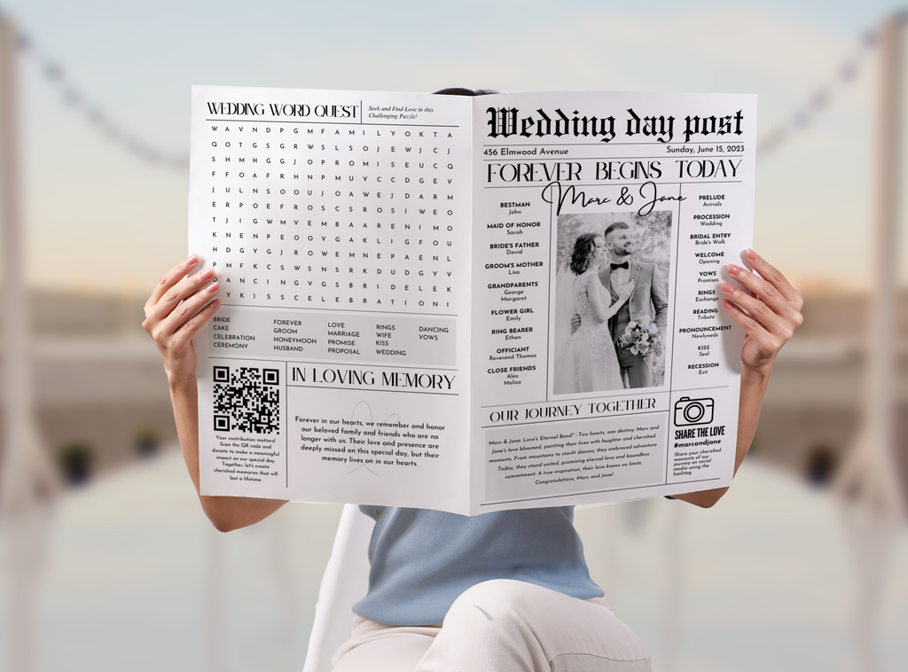 Printable wedding newspaper decor
