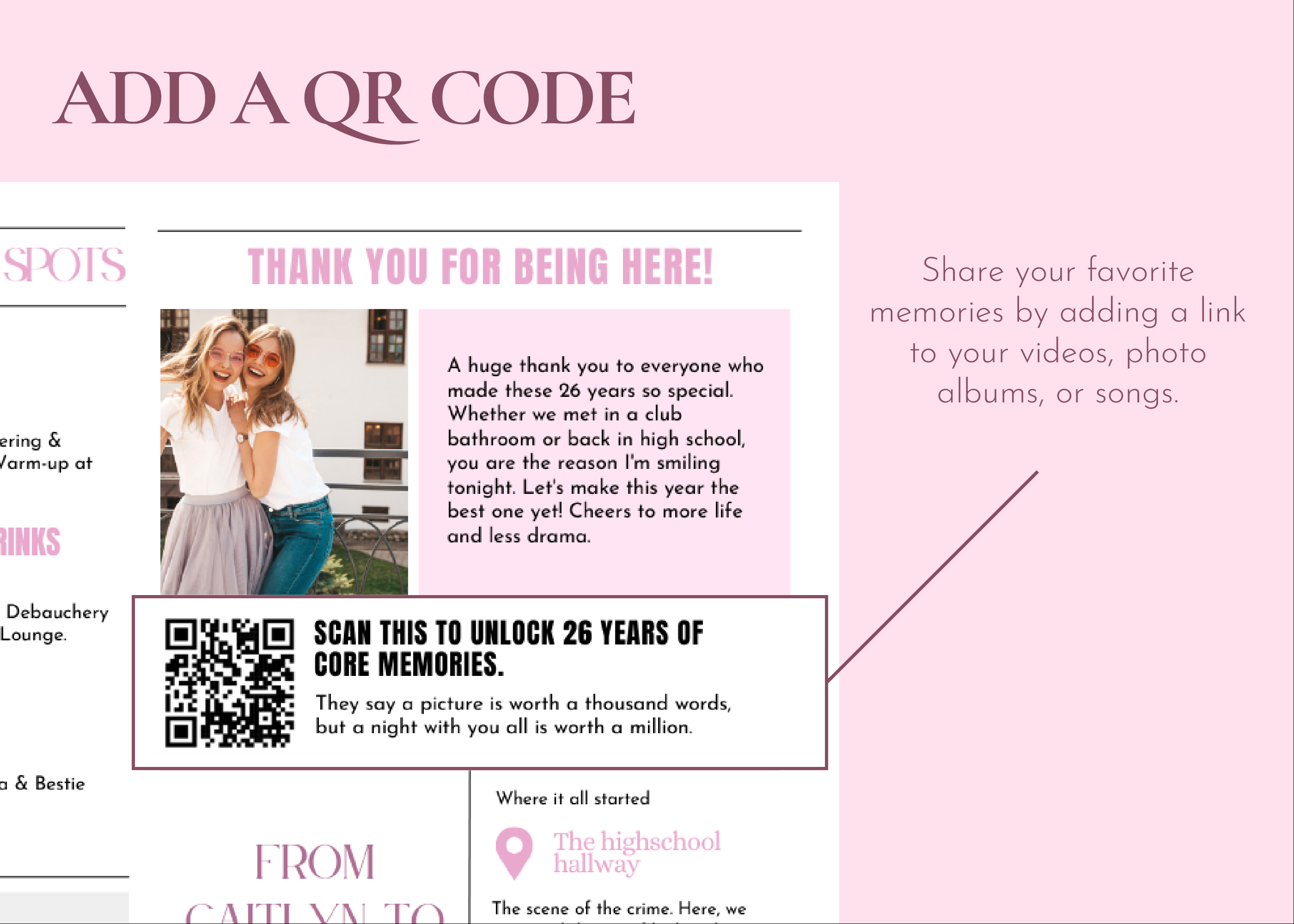 Printable bestie newspaper gift template for Canva