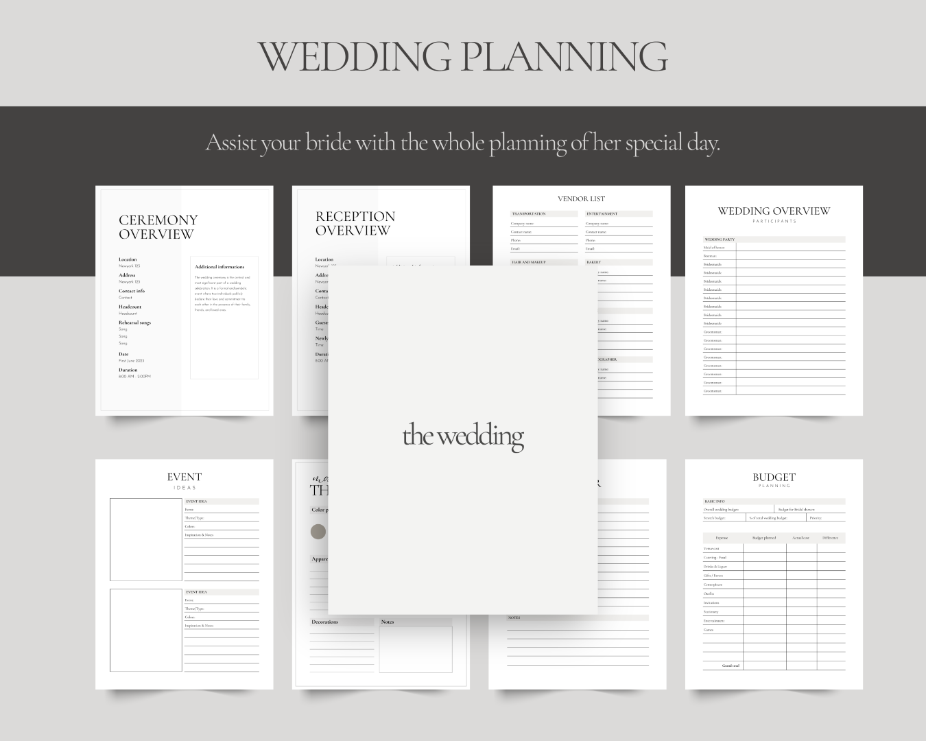 Printable maid of honor planner for Canva