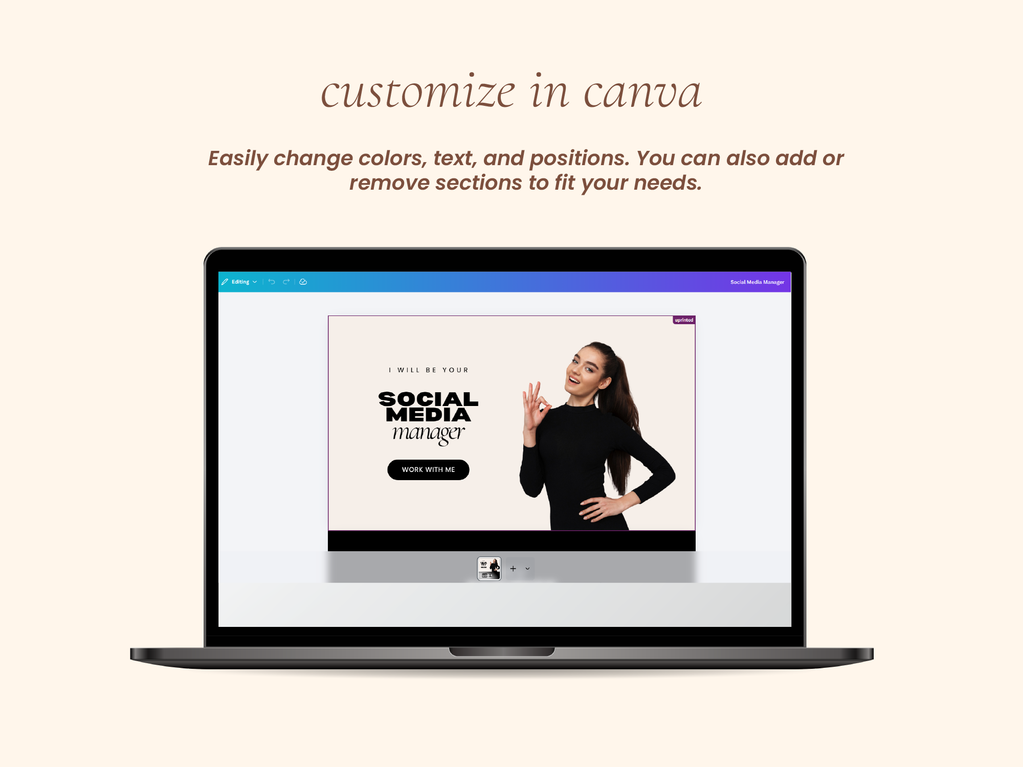 Brown Social Media Manager Website Template for Canva