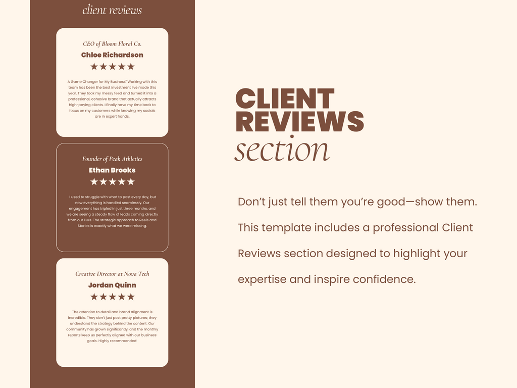 Brown Social Media Manager Website Template for Canva