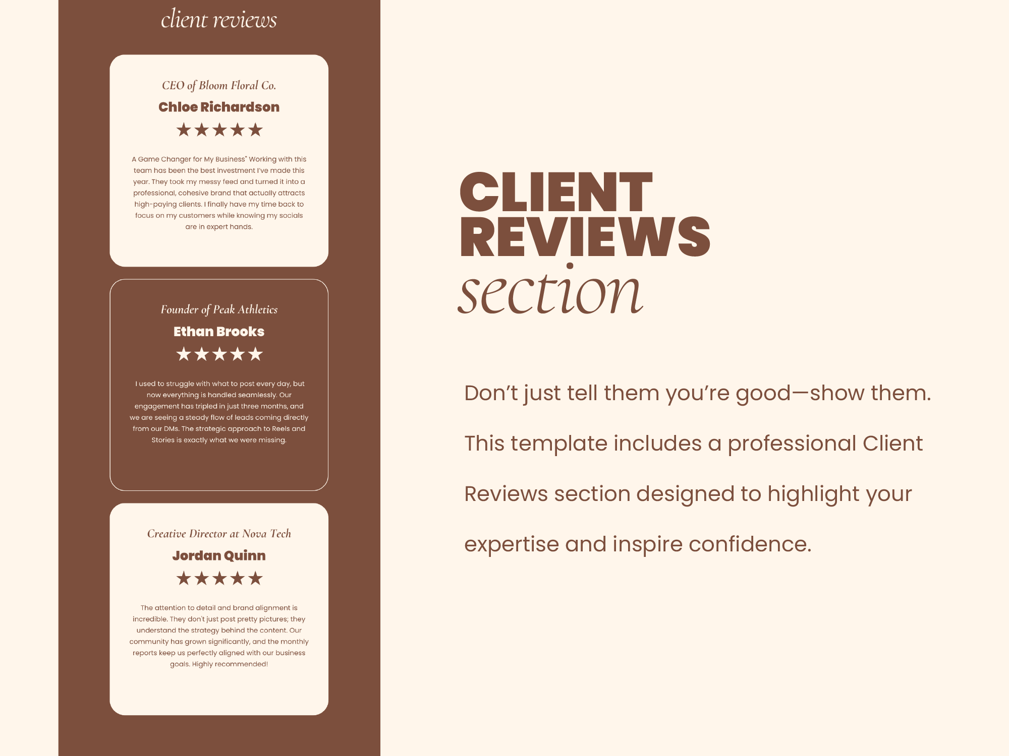 Brown Social Media Manager Website Template for Canva