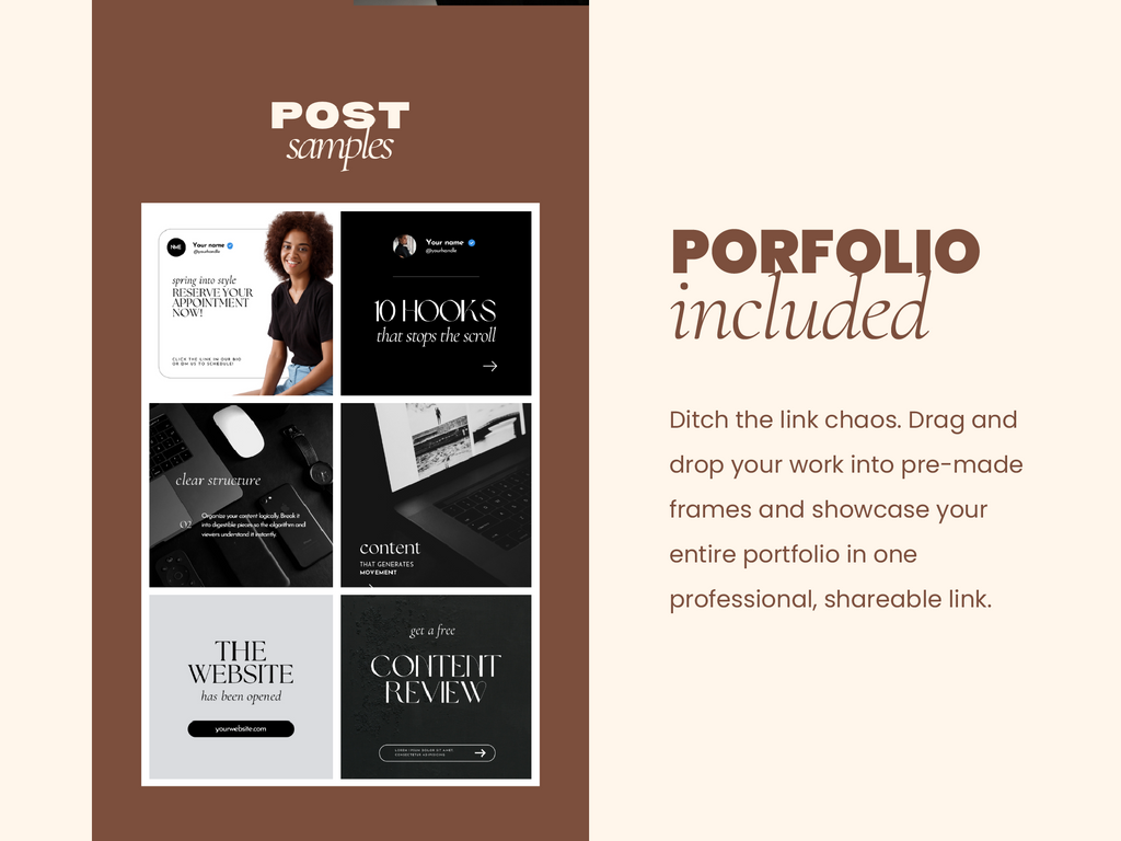 Brown Social Media Manager Website Template for Canva