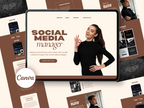 Brown Social Media Manager Website Template for Canva
