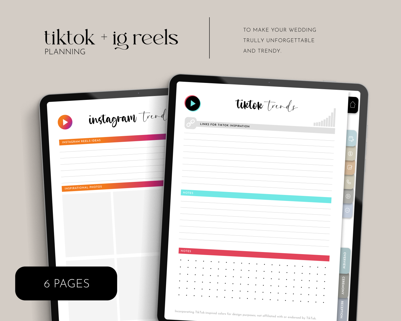 Goodnotes digital wedding planner PDF for Ipad