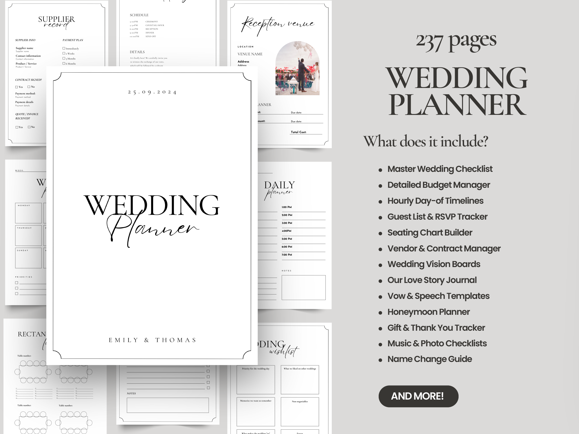 Printable wedding planner bundle for Canva
