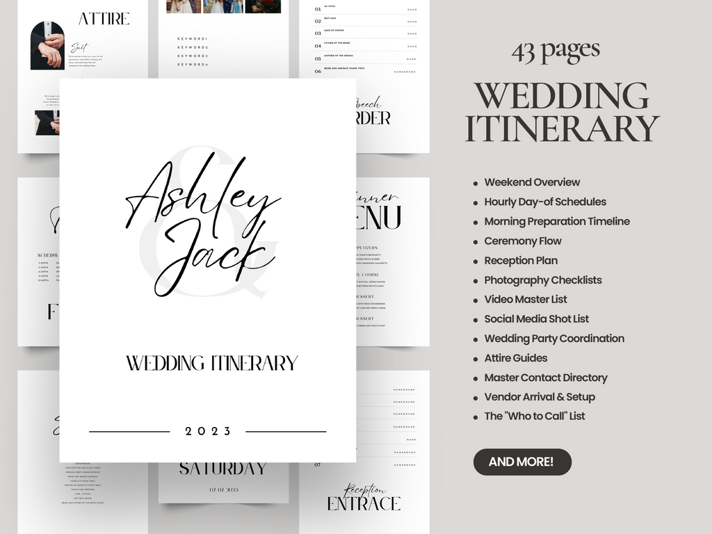 Printable wedding planner bundle for Canva