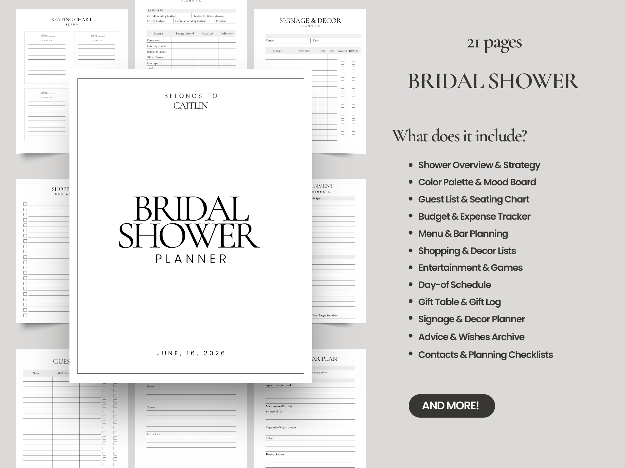 Printable wedding planner bundle for Canva