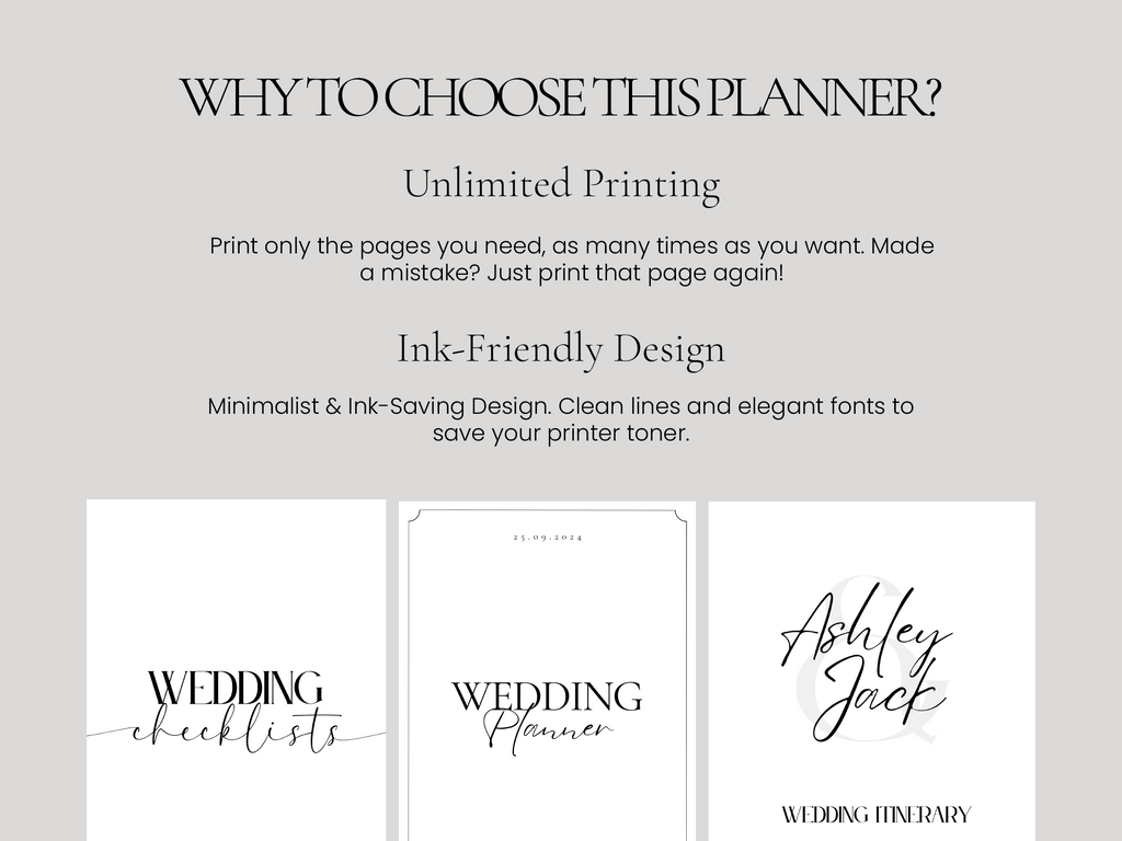 Printable wedding planner bundle for Canva