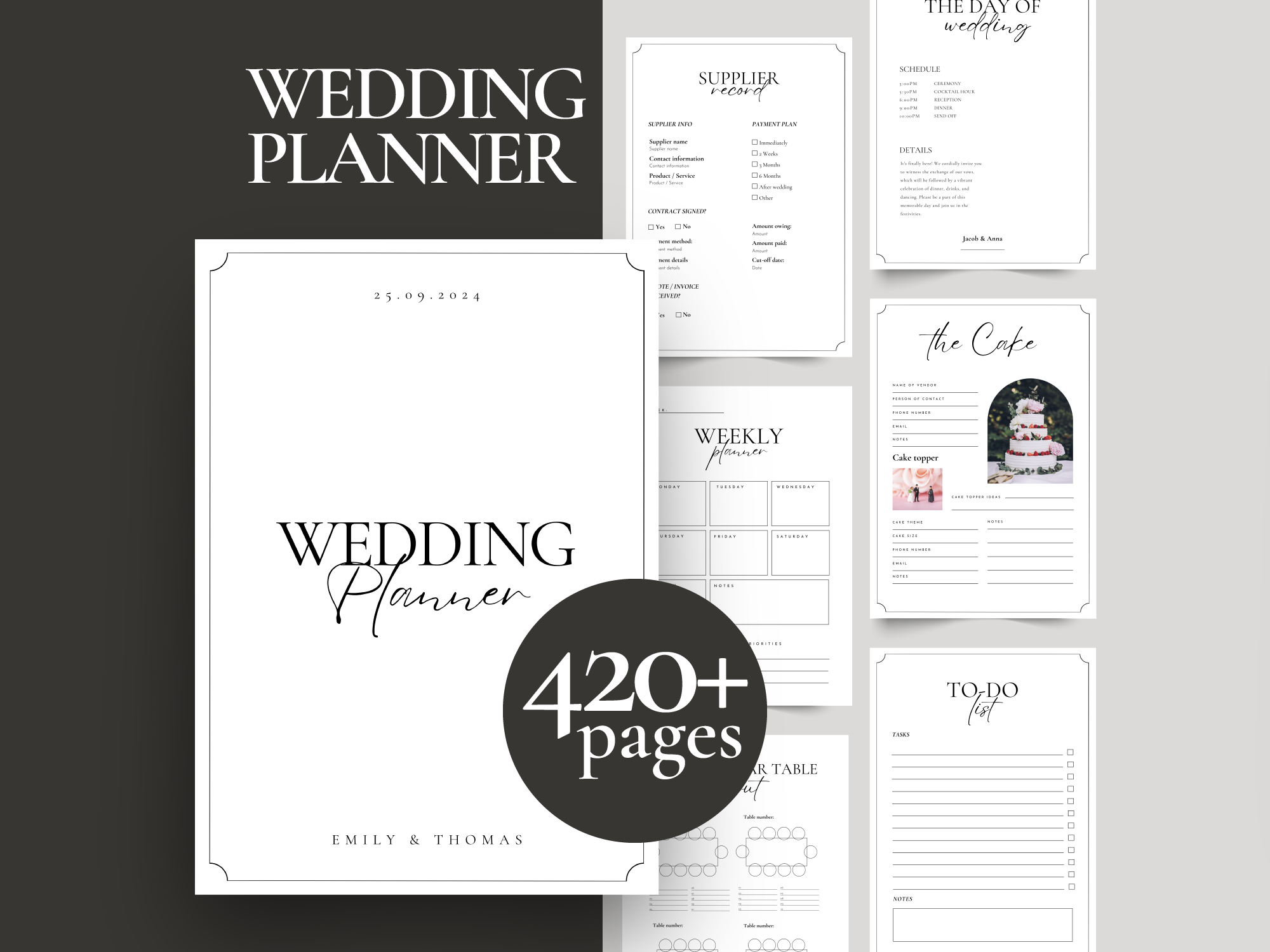 Printable wedding planner bundle for Canva