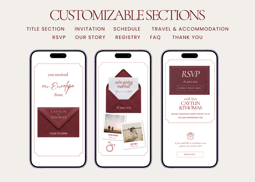 Burgundy wedding website template