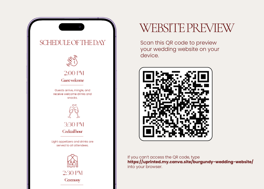 Burgundy wedding website template