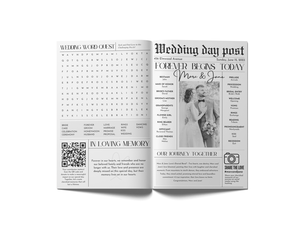 Printable wedding newspaper decor